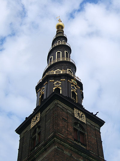 Tower of Church of Our Saviour (Danish: Vor Frelsers Kirke).